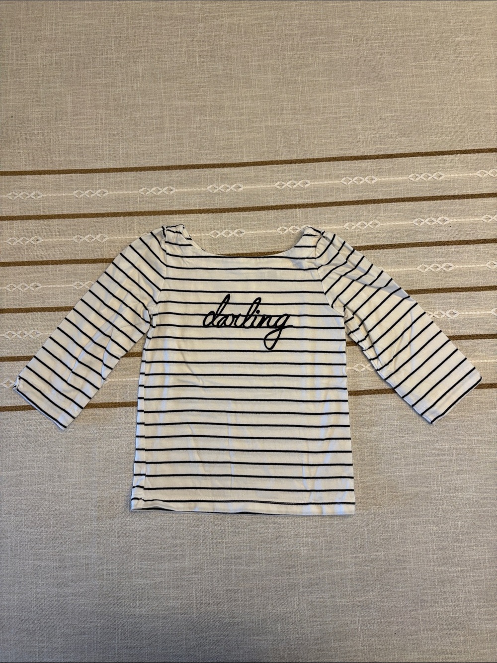 Janie and Jack White and Black Striped embroidered ‘Darling’ shirt